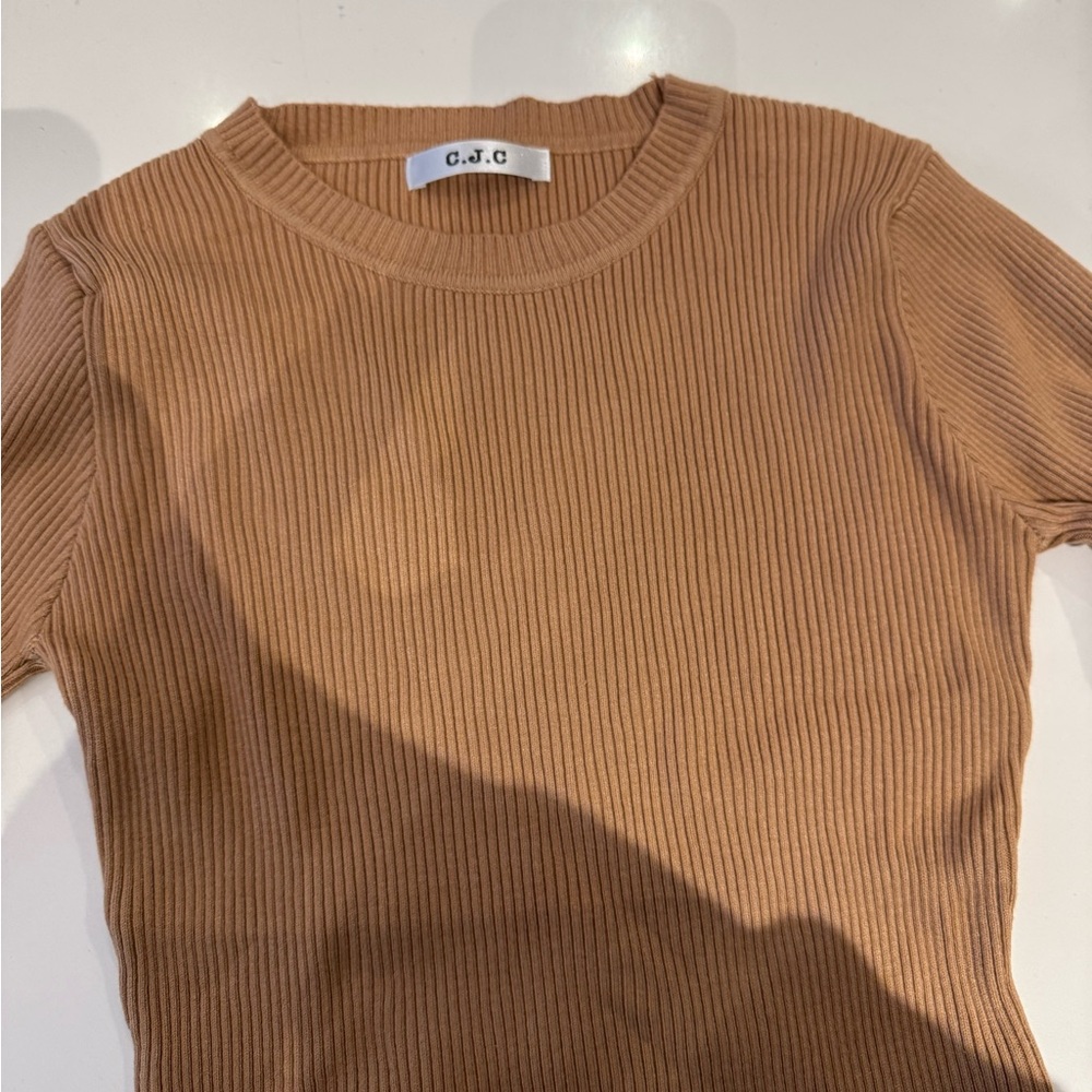 Women's Tan Ribbed Top